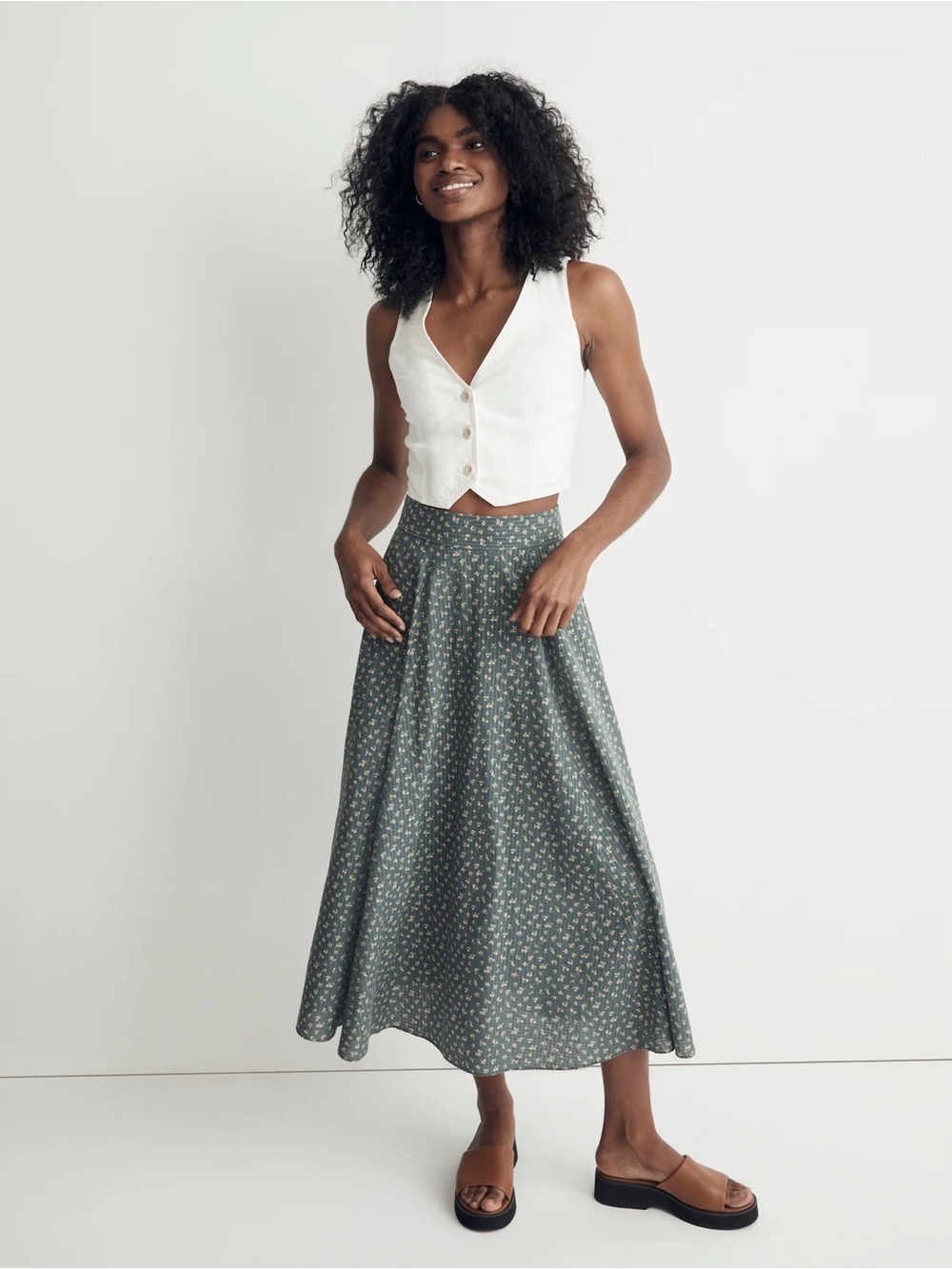 Madewell Sage Green Floral Maxi Skirt